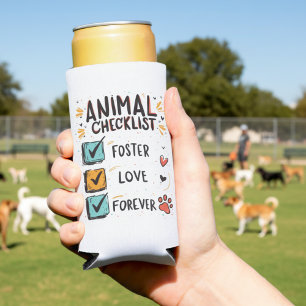 Rafraîchisseur Pour Canette Slim Cadeau de liste de contrôle Animal Rescue Foster L