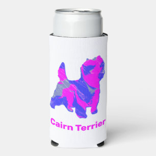 Rafraîchisseur Pour Canette Slim Cairn Terrier Chien Silhouette rose et bleu chaud