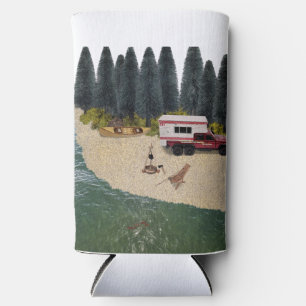 Rafraîchisseur Pour Canette Slim Camion avec Camper dans le Camping de la rivière F