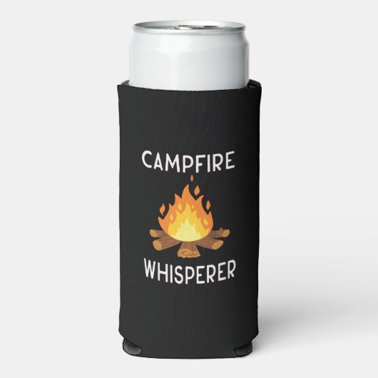 Rafraîchisseur Pour Canette Slim Camping - Whisperer de feu de camp (Seltzer Recto)