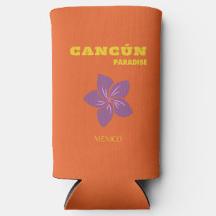 Rafraîchisseur Pour Canette Slim Cancun, Mexique, Art Voyage, Art Tropical, Orange