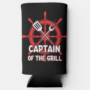 Rafraîchisseur Pour Canette Slim Capitaine de grillade drôle de BBQ en voile 