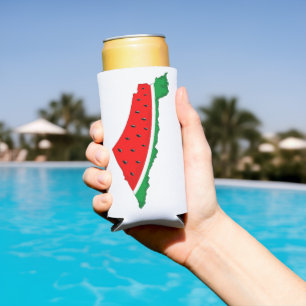 Rafraîchisseur Pour Canette Slim Carte de Palestine Watermelon Symbole de la libert