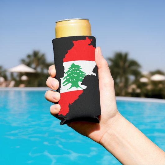 Rafraîchisseur Pour Canette Slim Carte du Liban avec drapeau (Piscine in situ)