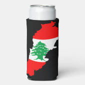 Rafraîchisseur Pour Canette Slim Carte du Liban avec drapeau (Seltzer Recto)