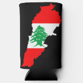 Rafraîchisseur Pour Canette Slim Carte du Liban avec drapeau (Recto)