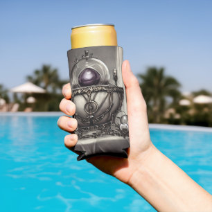 Rafraîchisseur Pour Canette Slim Cauldron argenté orné avec balle en cristal violet