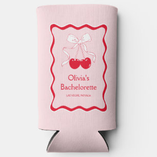 Rafraîchisseur Pour Canette Slim Cerisier rouge rose ondulé sur la partie de Bachel