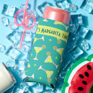 Rafraîchisseur Pour Canette Slim C'est Margarita Time Retro Cocktail Motif Bleu