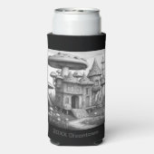 Rafraîchisseur Pour Canette Slim Champignons sur le toit de maison en bois Noir et (Seltzer Verso)