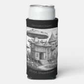 Rafraîchisseur Pour Canette Slim Champignons sur le toit de maison en bois Noir et (Seltzer Recto)