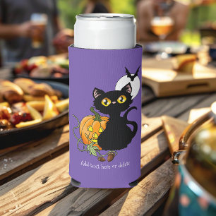 Rafraîchisseur Pour Canette Slim Chat noir mignon violet effrayant Halloween Citrou