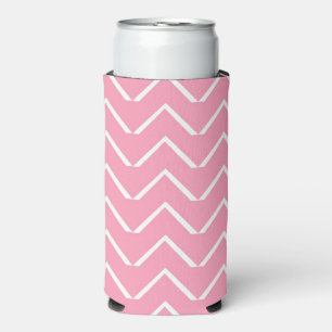 Rafraîchisseur Pour Canette Slim chevron rose et blanc