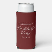 Rafraîchisseur Pour Canette Slim Chic Burgundy Bachelorette Party Personalized (Seltzer Recto)