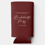 Rafraîchisseur Pour Canette Slim Chic Burgundy Bachelorette Party Personalized (Verso)