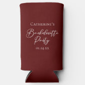 Rafraîchisseur Pour Canette Slim Chic Burgundy Bachelorette Party Personalized (Recto)