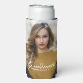 Rafraîchisseur Pour Canette Slim Chic Graduation Photo White Script Overlay Party (Seltzer Recto)