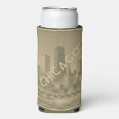 Rafraîchisseur Pour Canette Slim Chicago Khaki Green Tan Skyline (Seltzer Recto)