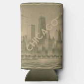 Rafraîchisseur Pour Canette Slim Chicago Khaki Green Tan Skyline (Verso)