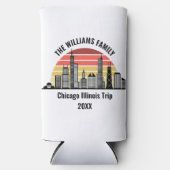 Rafraîchisseur Pour Canette Slim Chicago Sunset Customized Family Trip (Recto)