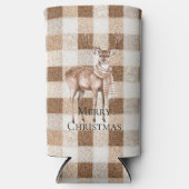 Rafraîchisseur Pour Canette Slim Christmas Rustic Cream Brown Plaid Deer (Recto)