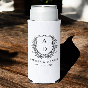 Rafraîchisseur Pour Canette Slim Cimier noir blanc moderne Monogramme Mariage