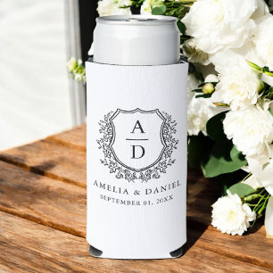 Rafraîchisseur Pour Canette Slim Cimier noir blanc moderne Monogramme Mariage