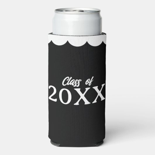 Rafraîchisseur Pour Canette Slim Classe de diplôme de Noir et Blanc Personnalisé (Seltzer Verso)