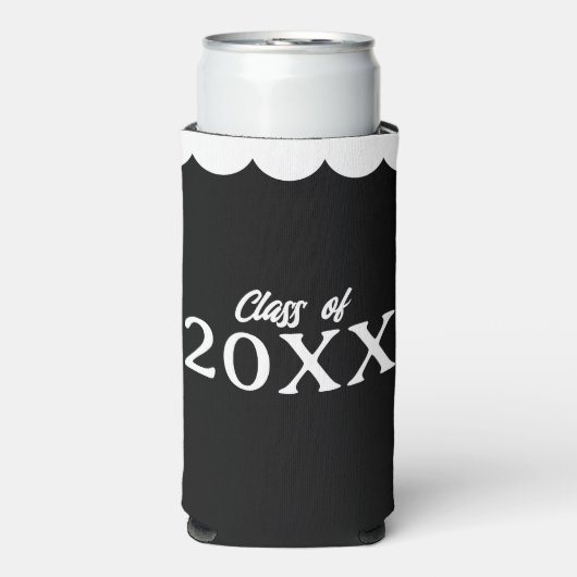 Rafraîchisseur Pour Canette Slim Classe de diplôme de Noir et Blanc Personnalisé (Seltzer Recto)