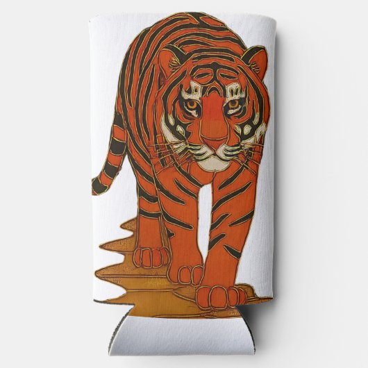 Rafraîchisseur Pour Canette Slim Cloisonne Art Tiger on the Jungle Path (Verso)