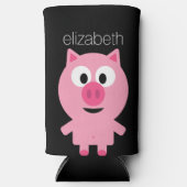 Rafraîchisseur Pour Canette Slim Cochon de ferme en caricatures - rose et noir (Recto)