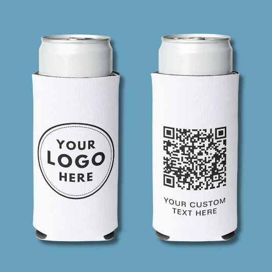 Rafraîchisseur Pour Canette Slim Code QR simple texte de logo blanc