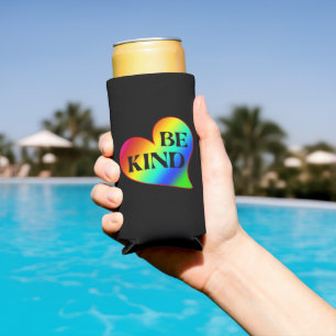 Rafraîchisseur Pour Canette Slim Cœur Arc-en-Ciel Coloré Soyez Gentil