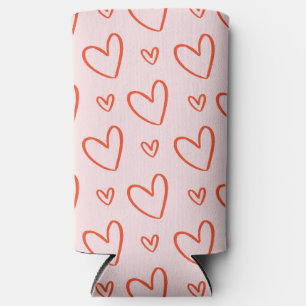 Rafraîchisseur Pour Canette Slim Coeurs romantiques roses et rouges