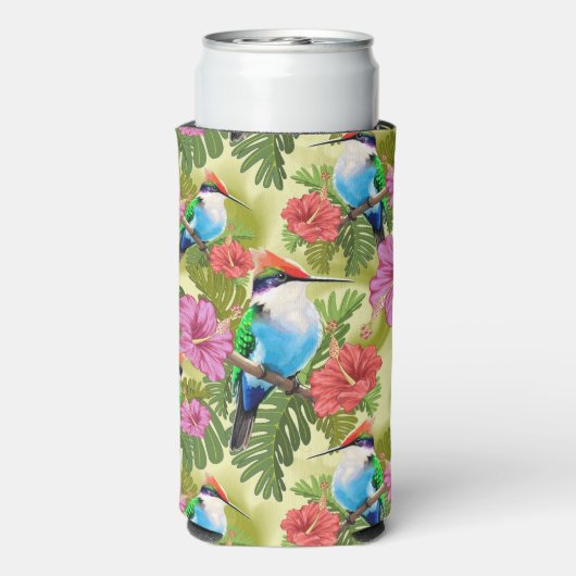 Rafraîchisseur Pour Canette Slim Colibri se reposant et Hibiscuses (Seltzer Verso)