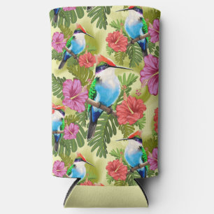 Rafraîchisseur Pour Canette Slim Colibri se reposant et Hibiscuses