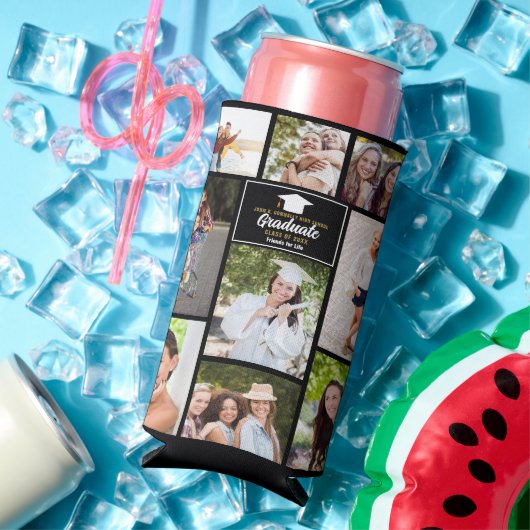 Rafraîchisseur Pour Canette Slim Collage photo des amis principaux 2023 Graduation (Été in situ)