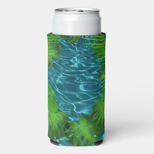 Rafraîchisseur Pour Canette Slim Cool Pool Party vibes palmier feuilles (Seltzer Verso)