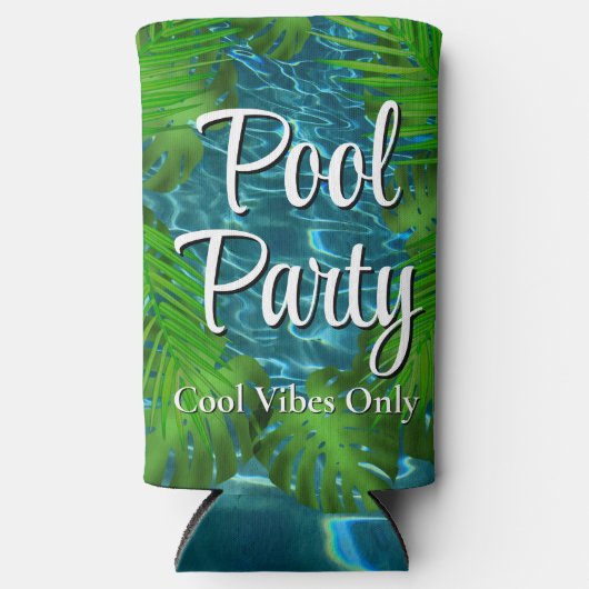 Rafraîchisseur Pour Canette Slim Cool Pool Party vibes palmier feuilles (Recto)