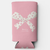 Rafraîchisseur Pour Canette Slim Coquette de diplôme blanc & rose Bow Personnalisé (Recto)