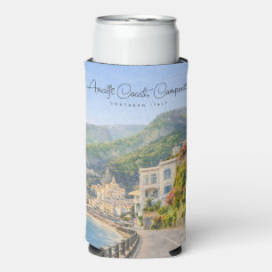 Rafraîchisseur Pour Canette Slim Côte d'Amalfi Aquarelle Souvenir de Voyage Romanti