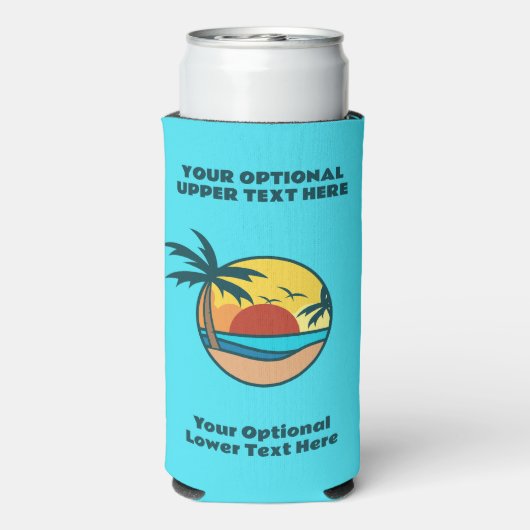 Rafraîchisseur Pour Canette Slim Coucher de soleil de plage tropical (Seltzer Verso)