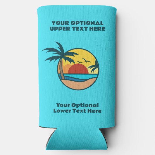 Rafraîchisseur Pour Canette Slim Coucher de soleil de plage tropical (Verso)