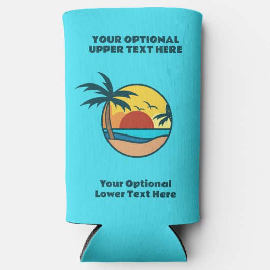 Rafraîchisseur Pour Canette Slim Coucher de soleil de plage tropical (Recto)