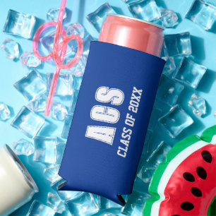 Rafraîchisseur Pour Canette Slim Couleurs de l'école bleu royal et blanc