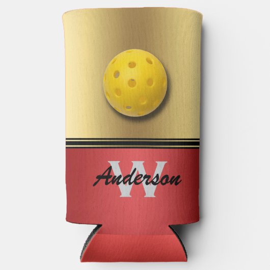 Rafraîchisseur Pour Canette Slim Couleurs rubis et rouge avec Monogram & Name Glaci (Recto)