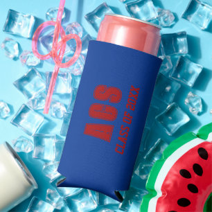 Rafraîchisseur Pour Canette Slim Couleurs Scolaires Bleu Royal et Rouge