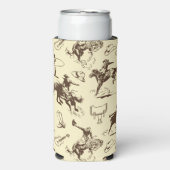 Rafraîchisseur Pour Canette Slim Cowboy Rodeo Occidental Beige et Brown (Seltzer Recto)