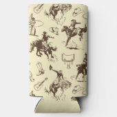Rafraîchisseur Pour Canette Slim Cowboy Rodeo Occidental Beige et Brown (Verso)
