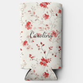 Rafraîchisseur Pour Canette Slim Cream Red Flowers (Recto)